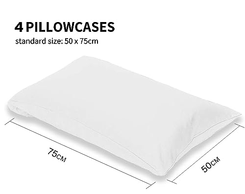 Pillowcases - 4 Pack Housewife Pillowcase Set, White, 50cm x 75xm approx - Image 2