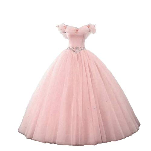 Datangep Women's Lace Up Ball Gown Long Quinceanera Dress with Pleated Straps 6 Pink01