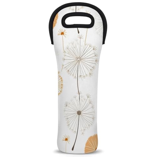 Neoprene Wine Tote Carrier Bag for Wine,Water, Champagne, Beer, Baby Bottles 15.6 x 5.1 Inches, Protective Wine Bag,Dandelion