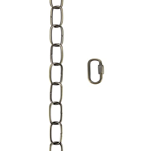 Image of Aspen Creative 21113-51,Steel 6 Feet Heavy Duty Chain & Quick Link Connector for Hanging Up Maximum Weight 40 Pounds-Lighting Fixture /Swag Light /Plant in Antique Brass.11 Gauge.
