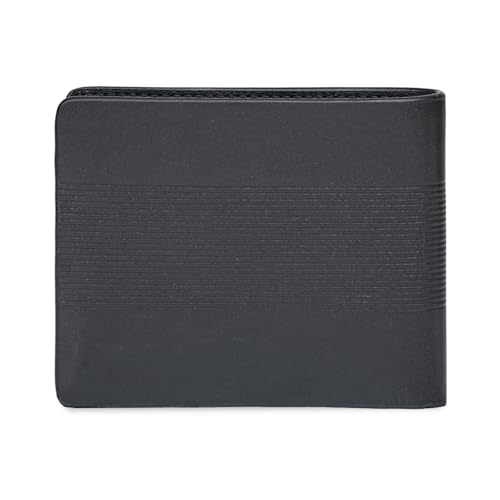 Image of Tommy Hilfiger Men's Leather Wallet Napier | Solid Black Bi-Fold with Global Coin Pocket, 4 Card Slots | Stylish Purse for Gents