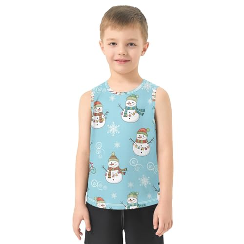 J JOYSAY Christmas Snowman Blue Boys Tank Top Sleeveless Muscle Shirts Quick Dry Sport Workout Active Kids T-Shirts 3-15T2