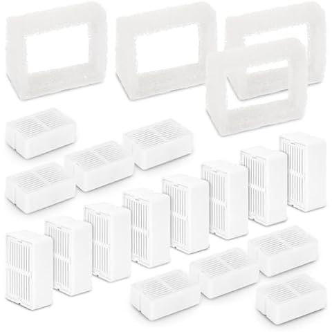 Lawfery Replacement Filters for Ceramic Cat Water Fountain, 16 Carbon Filters and 4 Sponge Foam Filters (16+4) Cover