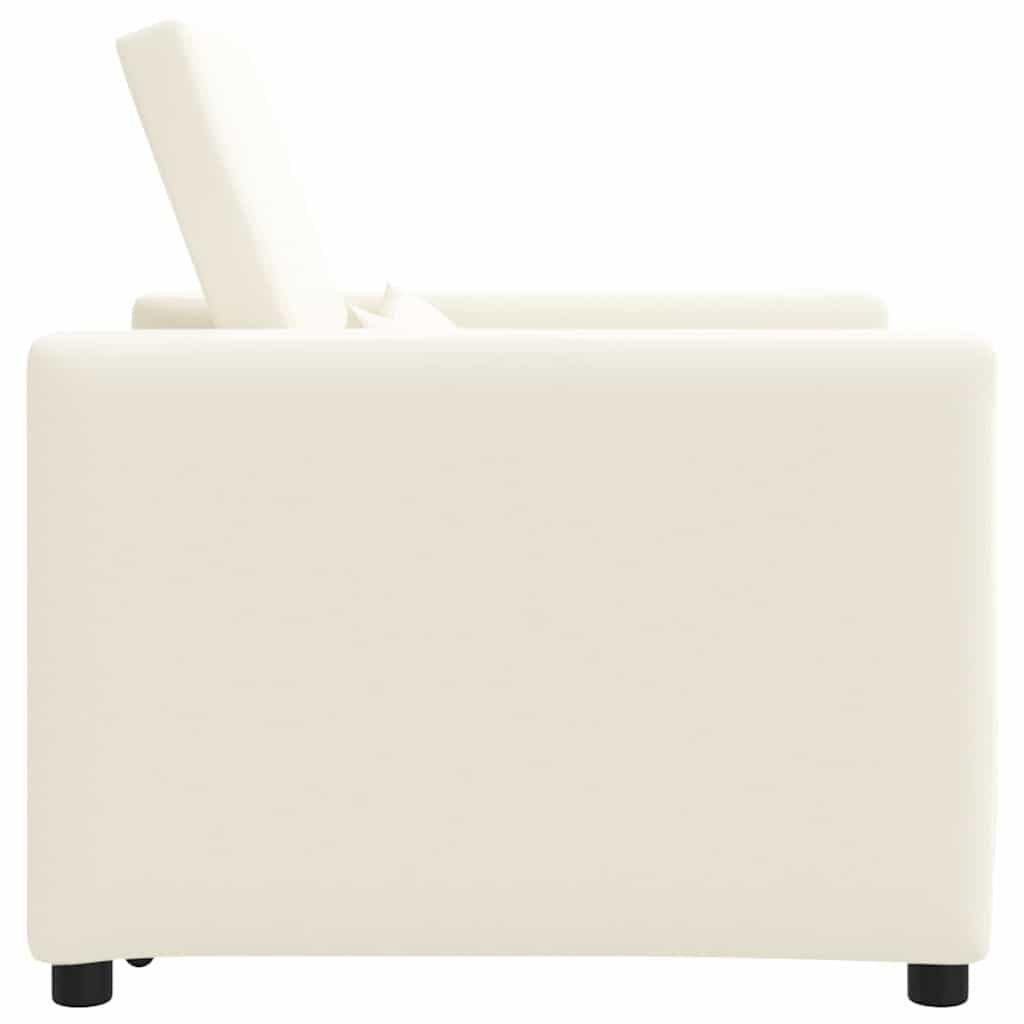 Sillón cama 3 en 1, color blanco crema, 90 x 165 x 87 cm, tapizado en tela, estructura de madera contrachapada de acero, diseño moderno, cómodo sillón de lectura para salón o dormitorio