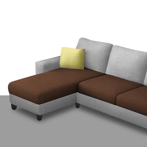 Image of Orland 4 Seater LHS L Shape Sofa Set for Living Room | Color - Brown Grey | Premium Fabric Sofa