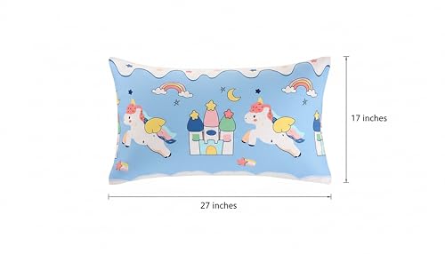 Image of Filymore Star Unicorn Single bedsheet for Girls Kid bedsheet for Single Size Bed 240 TC Microfiber Soft Cartoon bedcover for Kids Room (90x60 Inches)(SkyBlue and White)