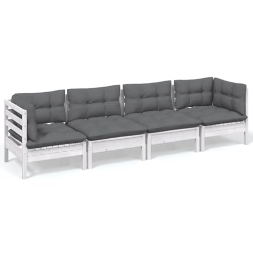 Miniatura 5 de Vidaxl Juego De Muebles De Jardín 4 Piezas Y Cojines Mobiliario Patio Terraza Exterior Hogar Sofá Silla Asiento Suave Robusto Madera Maciza Pino