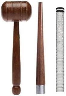 Combo of 1-Wooden Cone (Gripper)+ 1-Hammer+ 1-Cricket Bat White Grip, Extra Tacky (Multicolor, Pack of 3)