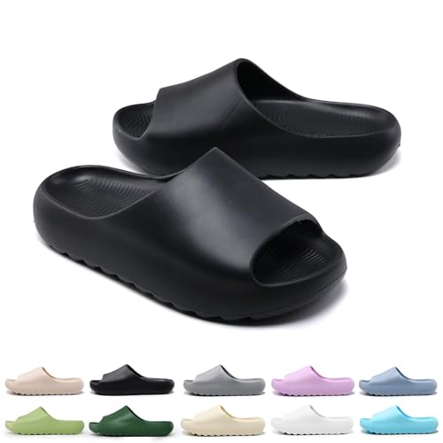Cloud Slides for Kids Boys Girls Shower Slippers Bathroom Pool Sandals Toddler Home House Open Toe Comfy Thick Sole Slippers Summer Non-Slip Beach Shoes Black35