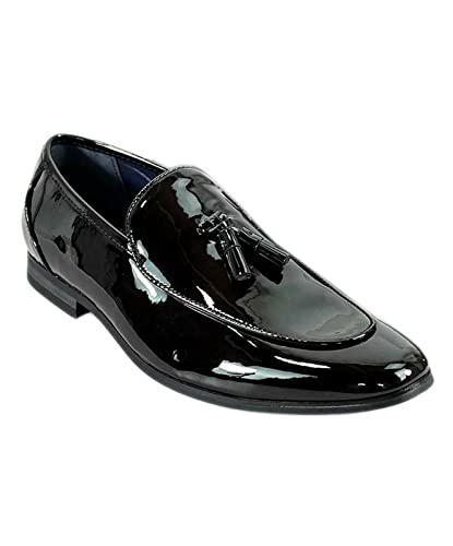 Mens Patent Leather Italian Couture Loafers Moccasin Formal Black Shoes