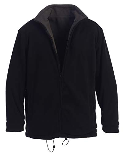 Gioberti Mens Zip Up Reversible Polar Fleece Heavy Jacket, Black/Charcoal, Large