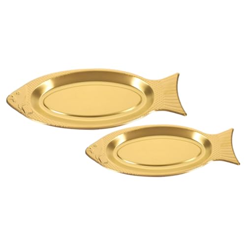 Zerodeko Platos De Acero Inoxidable Para Servir Pescado Al Vapor, Set 2 Piezas (35 Cm y 40 Cm), Diseño Forma Pez, Resistentes y Aptos Para Cocina y Buffet, Uso En Restaurante y Hogar