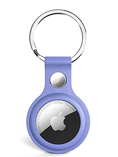 Image of Riggear Silicone Key Ring Holder Case Cover Compatible with Apple Airtag (Lavender)