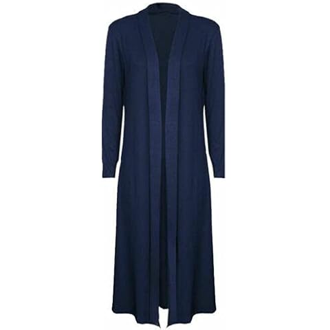Urban Fashion Ladies Maxi Long Length Boyfriend Women Cardigan Collared Top Long Full Sleeve Floaty Duster Jacket Coat Blazer (Navy Blue, Numeric_22) Cover