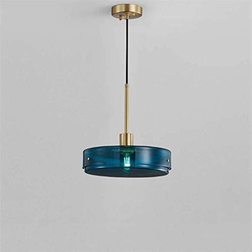 Suspension verre bleu et support laiton de caractère E27