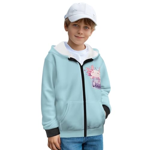 Kids Boys Hoodie Casual Pullover Long Sleeve Zipper Jacket with Pockets Fall Winter Thick Coat for 6-16 Teens2