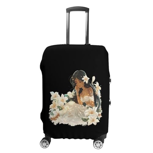Girl On A Jasmine Flower Travel Luggage Cover Suitcase Protector Anti-scratch Suitcase Cover Washable Baggage Covers S