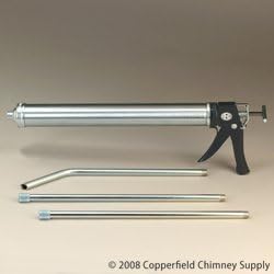 Copperfield 35500 Bulk Packing Gun, With 2 18 Inch Straight Extensions, and One 12 Inch 60 Deg Angled Extension, 2 Inch Nozzle