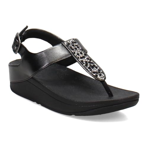 Image of FitFlop Womens Fino Crystal-Mix T-Strap Sandal