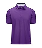 MAGCOMSEN Polo Shirts for Men Short Sleeve Golf T-Shirt Cotton Collared Shirt Fitted Tennis Polos Business Casual Shirts Fashion Purple, XL