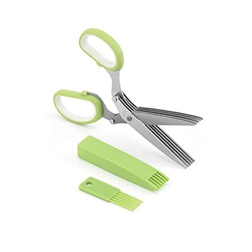 Allystyle 5枚刃 キッチンバサミ ハーブハサミ 料理ばさみ ステンレス鋼素材 ねぎハサミ 野菜カッター 洗える キャンプ 包丁・ハサミ機能 耐食性 耐久性 ハーブ カットのり ネギ コショウ 多目的 細切り