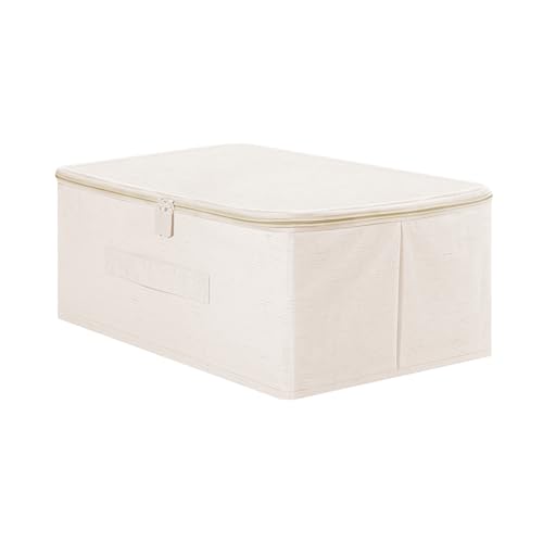 QOEOTUY Boîte de rangement en tissu de 17 litres, panier de rangement avec couvercle, conteneur avec fermeture éclair, 38 × 28 × 16 cm