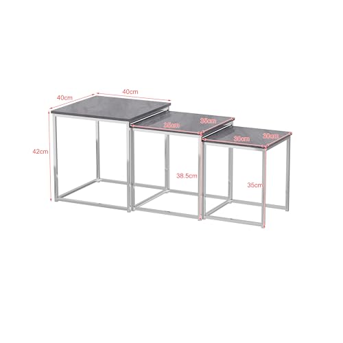 Set of 3 Nesting Coffee Tables for Living Room, Nest of 3 Nested Tables Sofa Side Table Coffee Table End Tables Space Saving (Dark Grey)