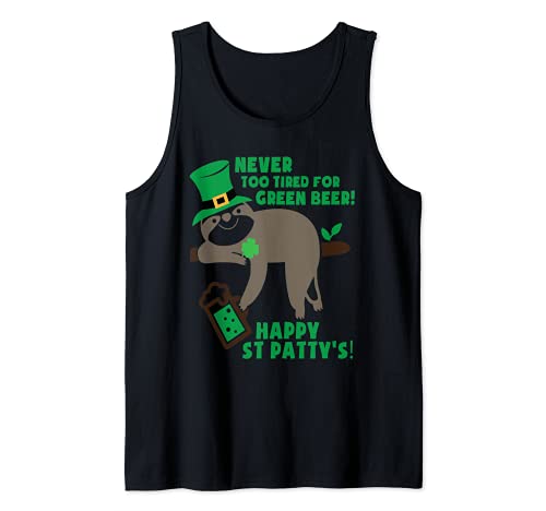 Never Tired Green Beer St Patty's Day Patrick's Fun Party Tank Top, Black