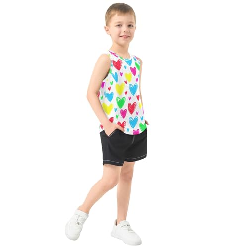 J JOYSAY Colorful Heart Shape Boys Tank Top Sleeveless Muscle Shirts Quick Dry Kids T-Shirts 3-15T4