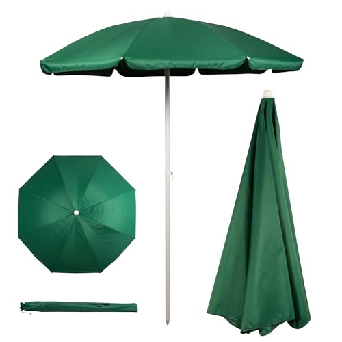 PICNIC TIME 5.5 Ft Portable Beach Umbrella, Lightweight UV Protection Sunshade with Tilt Pole & Carry Bag, Outdoor Canopy Umbrella for Beach, Sand, Pool, Patio, Camping, Travel, or Backyard Shade, (Hunter Green)