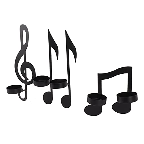 4Pcs Wall Candle Holder, Black Music Note Wall Sconce Candle Holder Iron Music Wall Art Wall Sconce Candlestick Music Decor Wall Mount Candlestick Music Notes Wall Decor