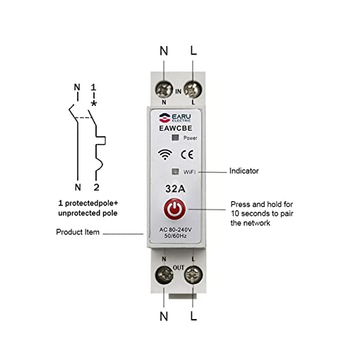 Interrupteur de relais intelligent WiFi 1P+N commandable par commande vocale - 3