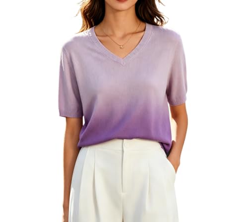 Image of DAIMIDY Women's Short Sleeve Sweaters Lightweight Summer Sweater Casual Knit Pullover Tops