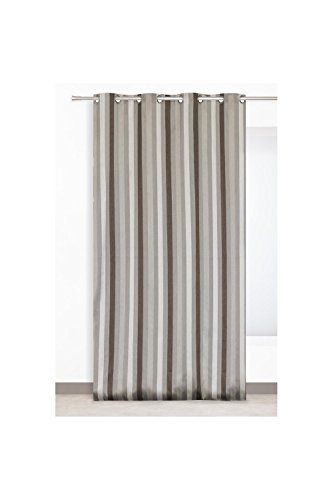 Rideau rayé multicolore 135x240cm décoration fenêtre oeillets taupe - 3