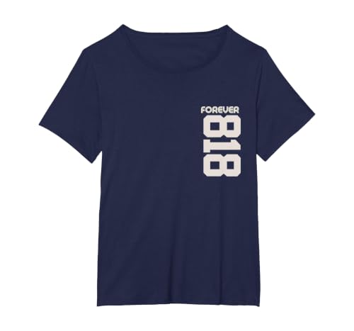 Vintage Forever 818 California Area Code 818 T-Shirt, Women's Plus, Navy Blue, 1X