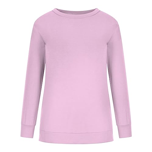 Womens Solid Sweatshirts Crewneck Long Sleeve Tops Pullover Spring Fall Fashion Clothes Teen Girls Fashion Cute Tops3