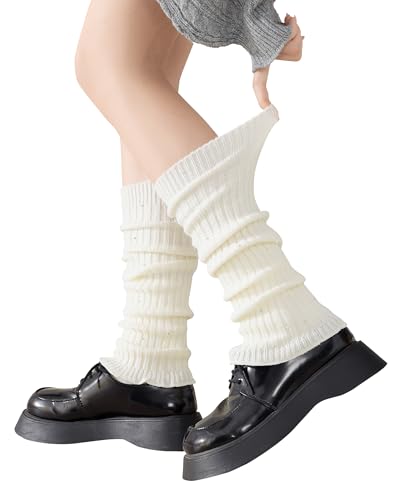 Yawlsow Leg Warmers for Women Girls Y2k Knit Ruffle Leg Warmer Winter with Sequin, Kawaii Long Sock Goth Harajuku Accessories