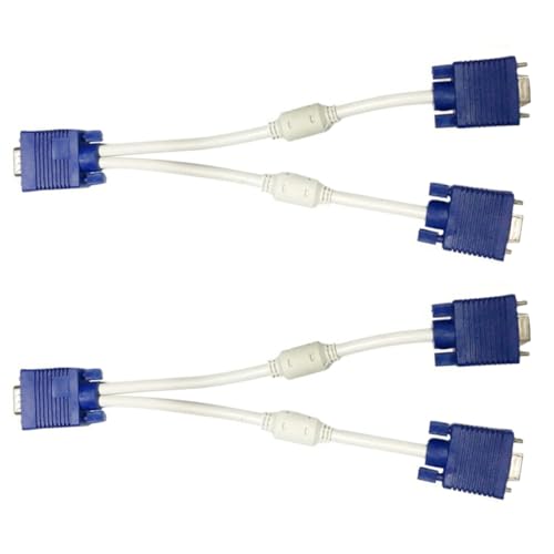 FRCOLOR 2Pcs VGA Splitter Cable 0. Male to Dual Female Video Adapter for Monitor and TV Display Extension, 1 to 2 Video Amplifier VGA Cable for Dual Screen Setup