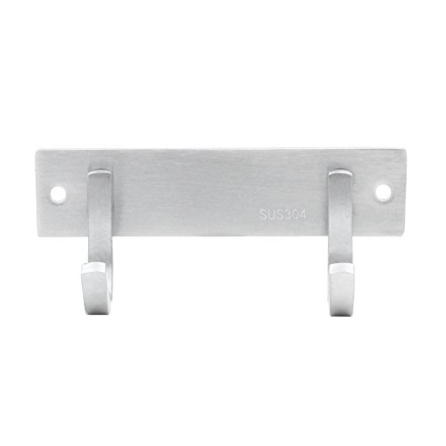 WEBI Solid SUS 304 Coat Bath Towel Hook Hanger Rail Bar, 2 Hooks, for Bedroom, Bathroom, Foyer, Hallway, Entryway, Great Home Office Storage & Organization, Brushed Finish, J-DBG02-2, 2 Pack - Thumbnail 2
