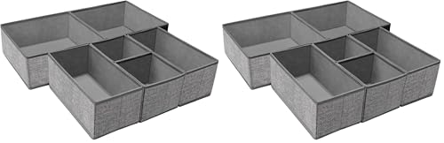 Image of Criusia Foldable Underwear Drawer Organizer, Closet Dividers, Storage Box for Clothes, Socks (6 Bins, Gray) (Pack of 2)