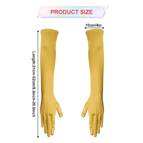 NQEUEPN Women's Gold Long Satin Gloves, 21" Stretchy Opera Gloves for Women Adults, (Gold) - Image 2