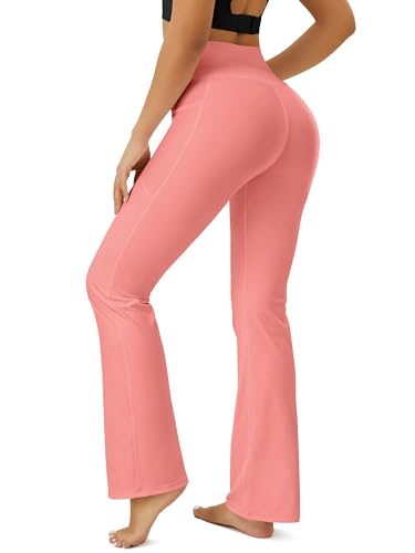 Image of FOHOFO Yoga Pants Women, Flare Leggings for Women with Pockets Crossover High Waisted Bootcut Yoga Pants