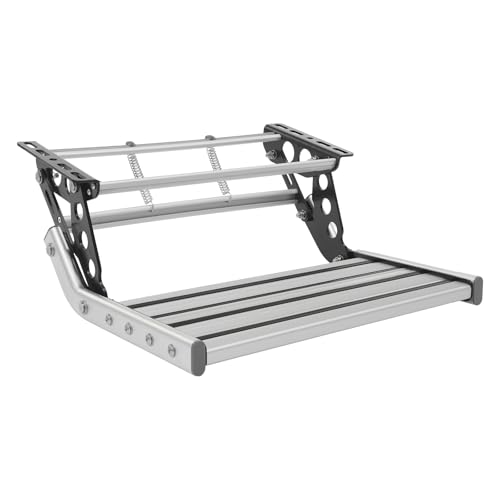 HUOMMGS Marchepieds pour Camping-Car Antidérapante Aluminium Marche Pied Camping Car Jusqu'à 150KG Marche Pied Caravane avec Bande Lumineuse à LED...