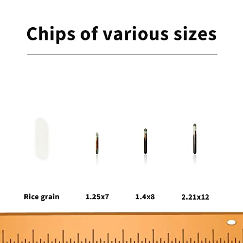 Yanzeo 50 Pcs 1.25X7mm Haustier-ID-Microchip, 134,2 kHz, ISO11784/ISO11785/FDX-B, RFID-Tags, 15 Bit RFID-Mikrochip für Hunde, Katzen, Schweine, Labortier, Mikrochip-Registrierung