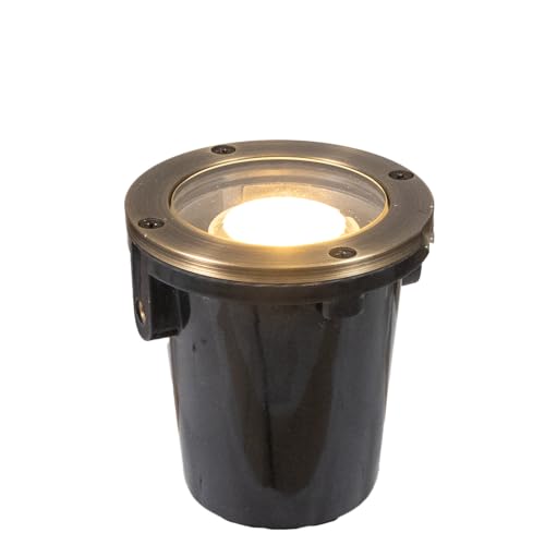 VOLT 12V 3-in-1 Waterproof IP68 Mini in-Grade Light with Brass Top (Bronze) for Low Voltage Landscape Lighting of Pathway, Garden, Column, Fountain or Pond