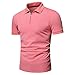 Muscularfit workout shirt Golf Shirts for Men Big and Tall Short Sleeve Quarter Zipper Cotton Shirt Casual Solid Pullover Outdoor Fashion men's cotton linen shirts short sleeve Pink XL