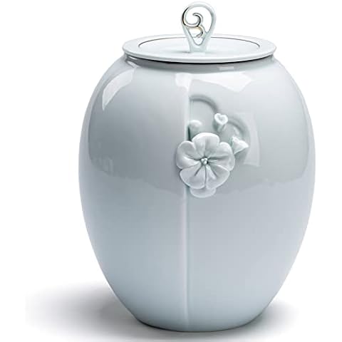PIOSRTRR Urns for Human Ashes Adult,Ceramic Funeral Cremation Urn for Male/Female,Green Cover