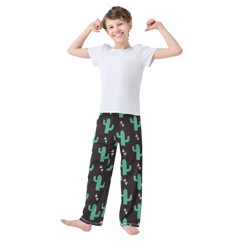 Boys' Pants Green Cactus Summer Long Bottoms Jogger Pants Elastic Waist Trousers with Pockets S-XL2