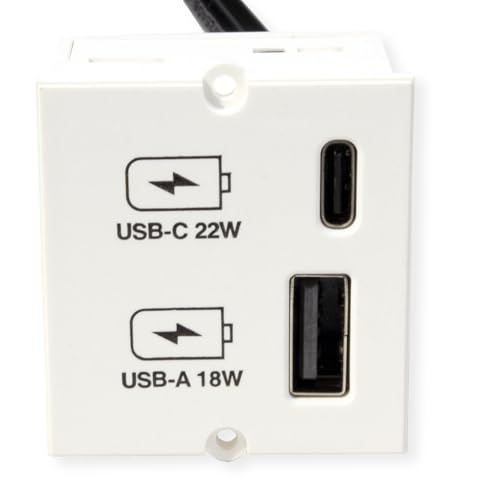 Chargeur USB A/C BACHMANN encastrable 22W blanc prise bureau - 3