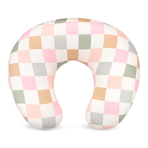 Image of DILIMI Nursing Pillow Cover, Stretchy Removable Case for Breastfeeding Pillows, Ultra Soft Comfortable Slipcover for Baby Girl and Boy, Colorful Checkerboard